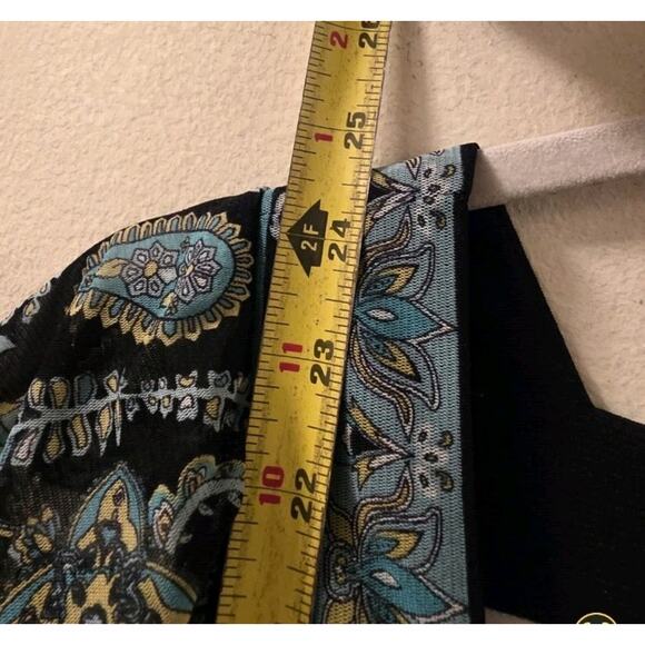 Y2K Flowy Paisly Print Top Square Neck Flutter Sleeve Size PL Apt. 9 Baby Doll - Picture 4 of 5